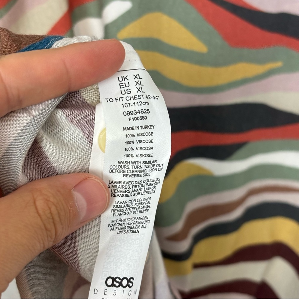ASOS DESIGN MULTICOLOR BUTTON DOWN SHORT SLEEVE SIZE XL - Picture 6 of 6
